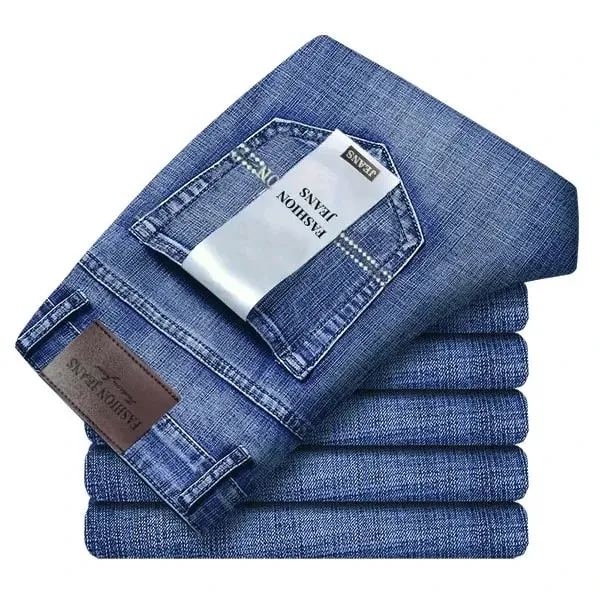2026 Top Brand Washed Jeans Trousers Four Season Men's High Quality Jeans Business Casual High Waist Denim Pants — image 2
