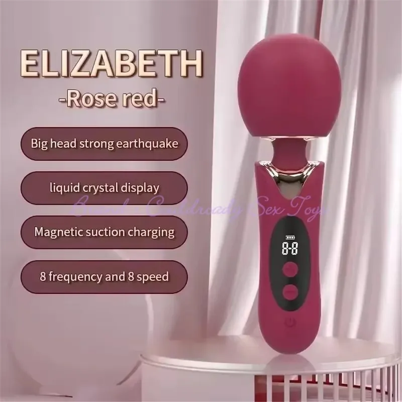 Vibrador av lcd poderoso com cabeça grande, massageador corporal feminino, brinquedo sexual para mulheres, clitóris, ponto g, estimulação da vagina, varinha mágica