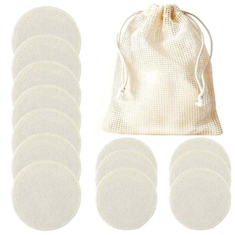 12pcs Reusable Cotton Pads Washable Makeup Remover Discs Washable Round Bamboo Make Up Pads Skin Care Tool HZM06