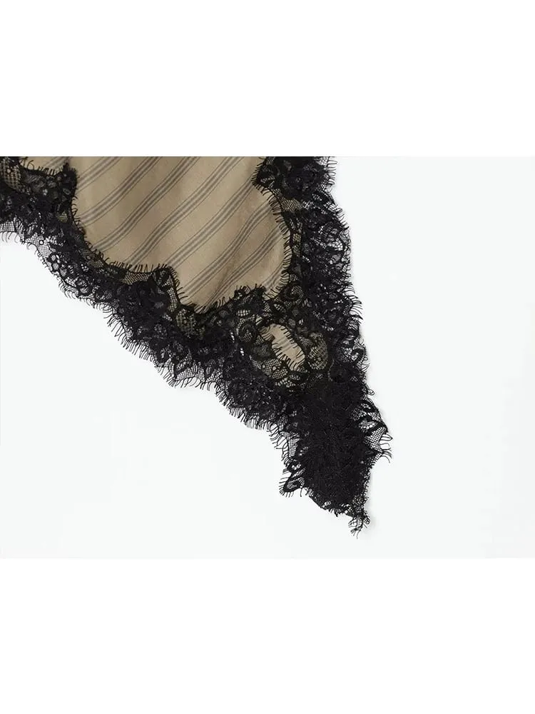 2026 New Women's Lace Trim Cut Out Dress Sleeveless Asymmetric Hem Long Sling Dress Lady Fashion Elegant Party Streetwear — image 7