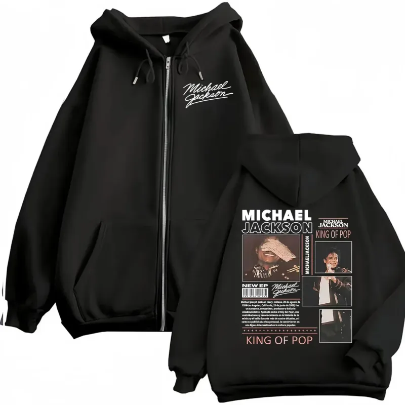 King of Pop Michael Jackson Bad Era Zipper Hoodie Men Women Harajuku Streetwear Jacket Sweatshirt Fleece Casual Zip Up Pullovers — image 16
