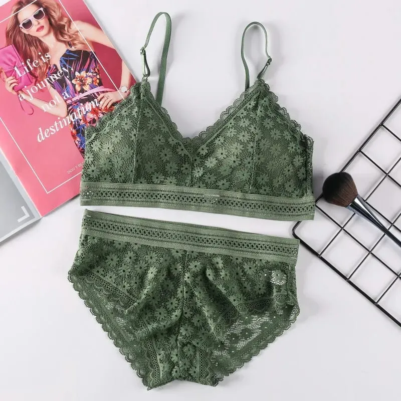 Lingerie feminina push-up sutiã conjunto de roupa interior sexy conjunto de lingerie de renda conjunto de roupa interior feminina sutiã de renda calcinha sem costura — image 18