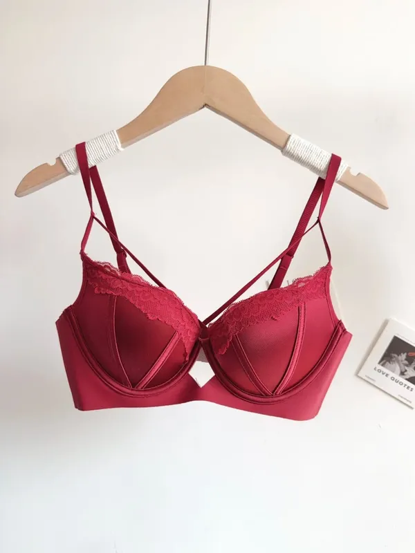Women Sexy French Lace Push Up Bra Set Polka Dot Small Cup Shaping Sweet Lingerie Breathable Underwear Daily Dating Nightwear — image 14