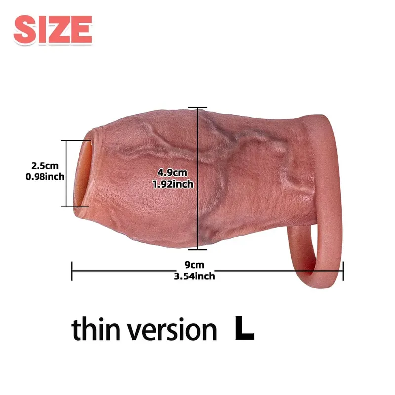 Enlarged and Thicken Cock Sleeve Lock Sperm Penis Ring Adult Men Sex Toy Soft Silicone Dick Sleeve Enlargement Male 18+ Sexy Toy — image 10