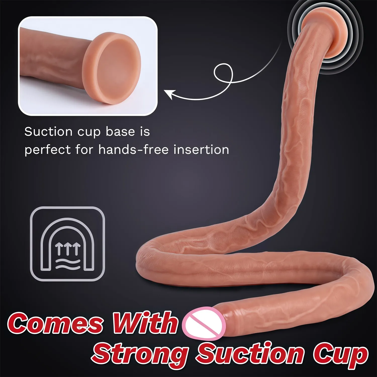 16.73 Inch Flesh Extra Long Dildo Women Realistic Sex Toys Soft Silicone Huge Dildo Strong Suction Cup Large Dildo for Women/Men — image 6