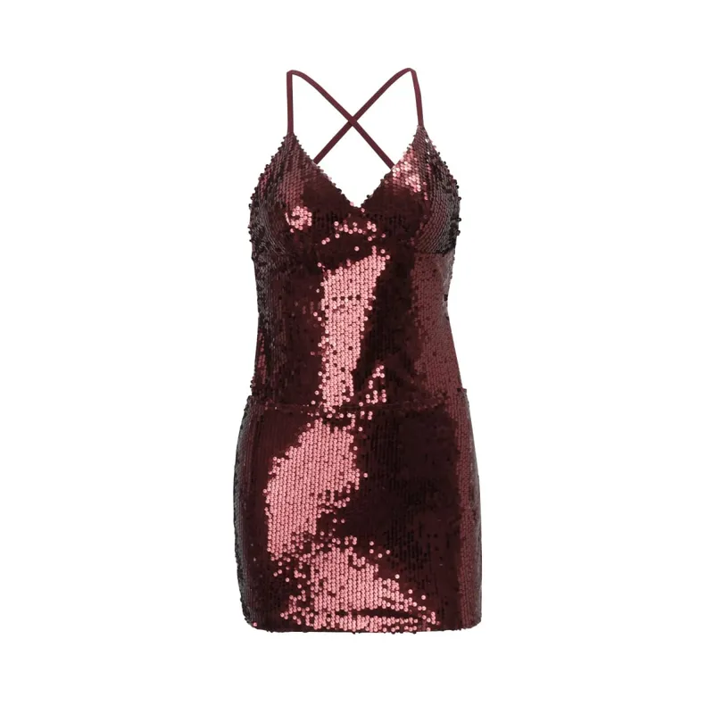 Kvinnor Blommor Spets Paljett Mini Slip Dress Spaghetti Strap Sweetheart Neck Bodycon Robes 2026 Sommar Nya Party Vacatio Klänningar — image 11