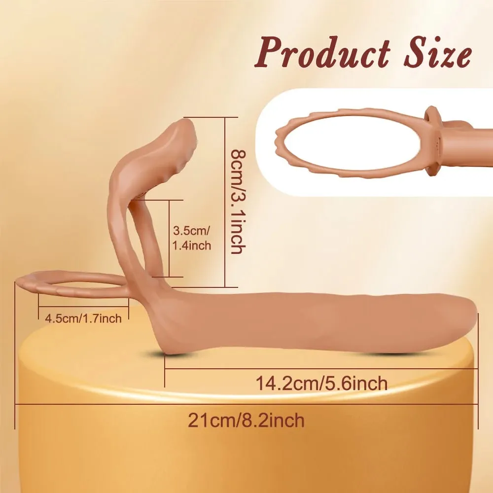 Vibrador de penetração dupla para casal, anel peniano de sêmen, anel peniano, ampliação do pênis, brinquedos sexuais vibratórios retardados para homens adultos — image 3