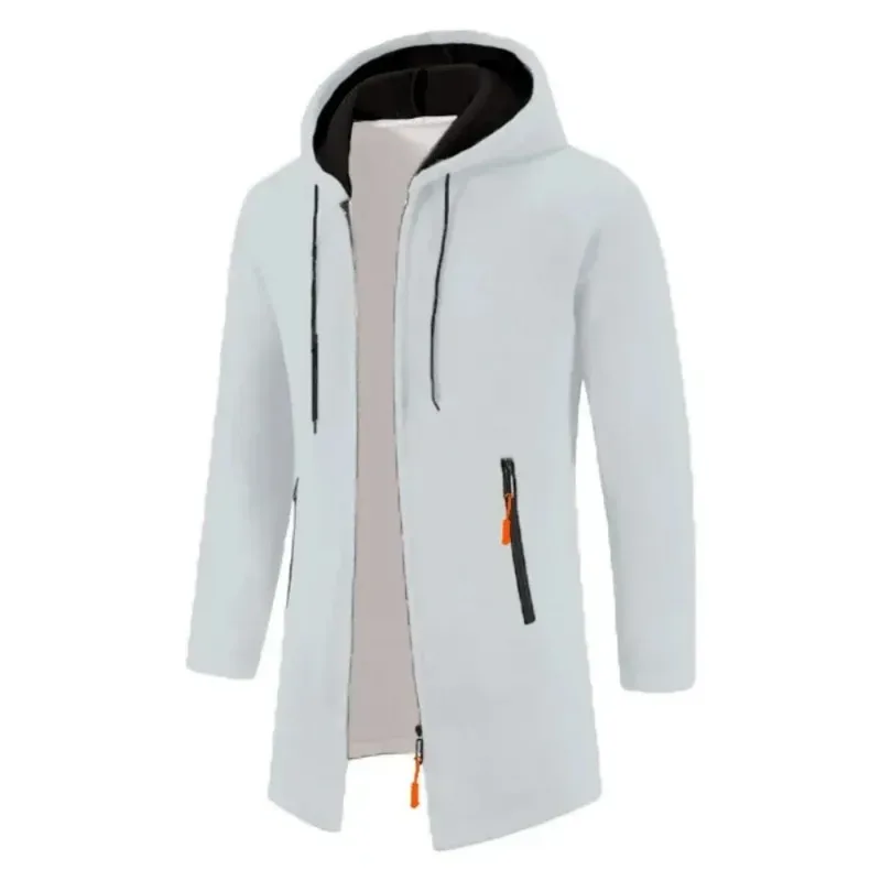 Novo masculino manga longa camisola com capuz para homens com zíper sweatshirts oversize streetwear quente cor sólida outono jaqueta com capuz — image 12