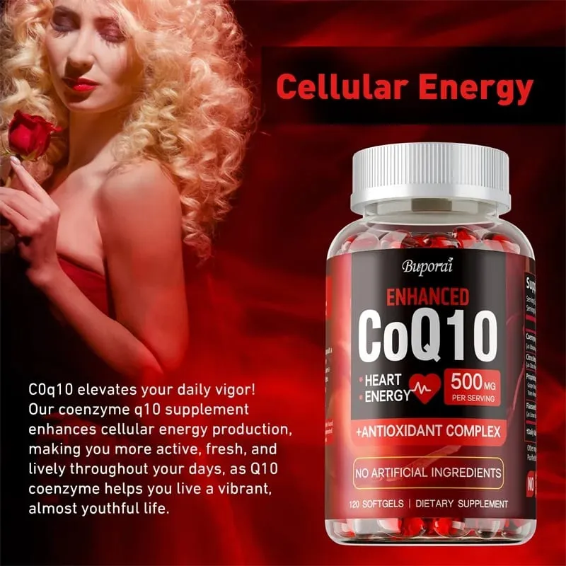 Suplemento CoQ10 - Promove a saúde cardiovascular e cardíaca Antioxidante fornece energia para a saúde geral — image 4