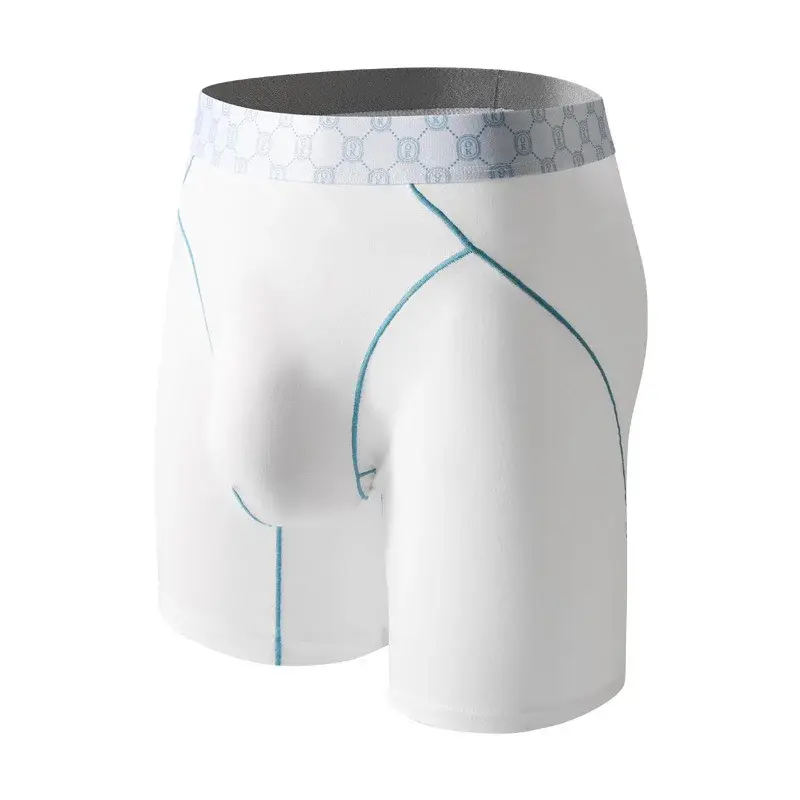 Cueca boxer masculina de fibra de bambu, calcinha masculina respirável em u convexo com bolsa longa, plus size — image 8