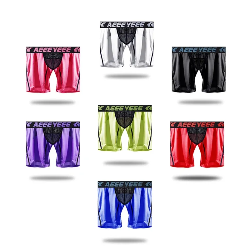 Panlalaking Kasuotang Panloob na Pagpahaba Ice Silk Sport Boxers Underpants Sexy Toy Mens Panties Running Loose Lingerie Big Size Boxer Shorts — image 3