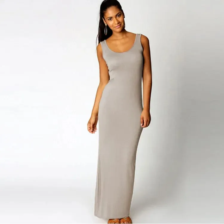 Women‘s Maxi Dress Sleeveless Bodycon Long Dress Elegant Casual Homewear Spring Summer Cool Solid-Color Dress — image 19