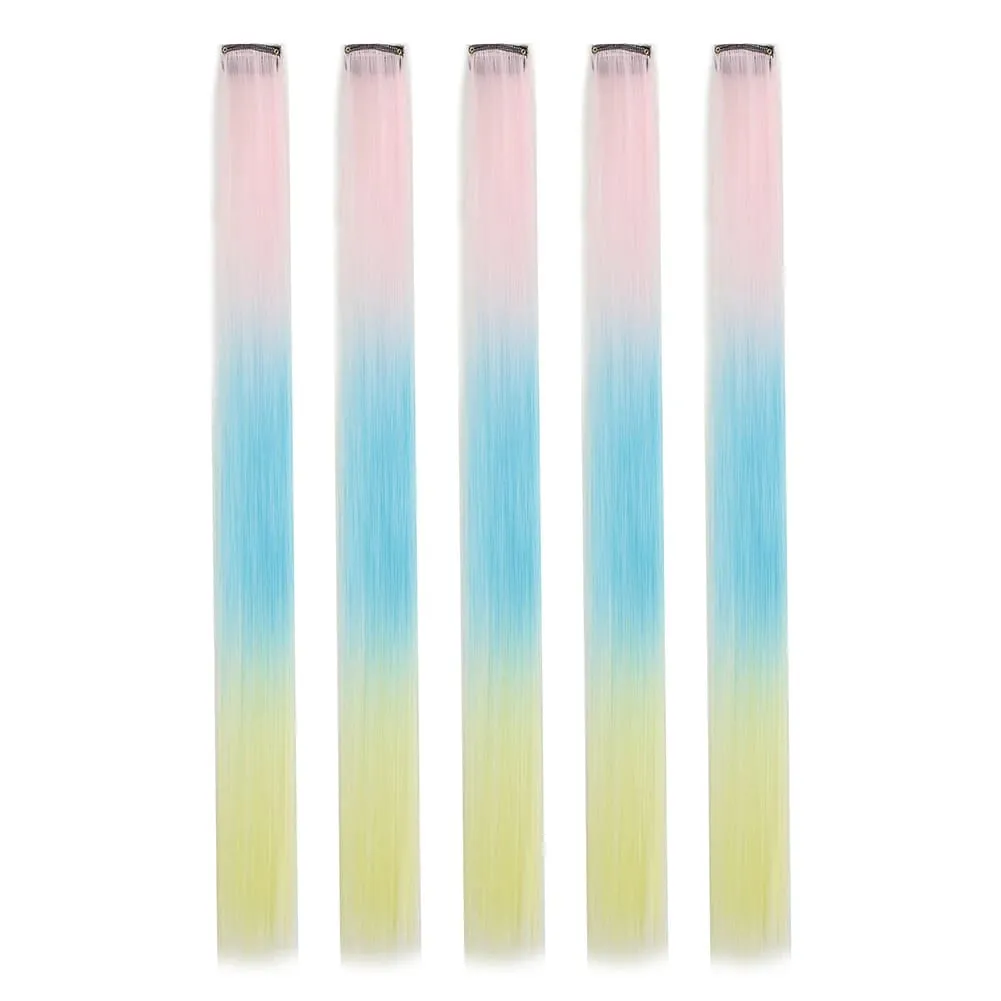 5PCS/set Clip in Hair Extensions Synthetic Hairpieces Colored Party Highlights for Girls 18 inches Multi-colors Straight Hair — image 20