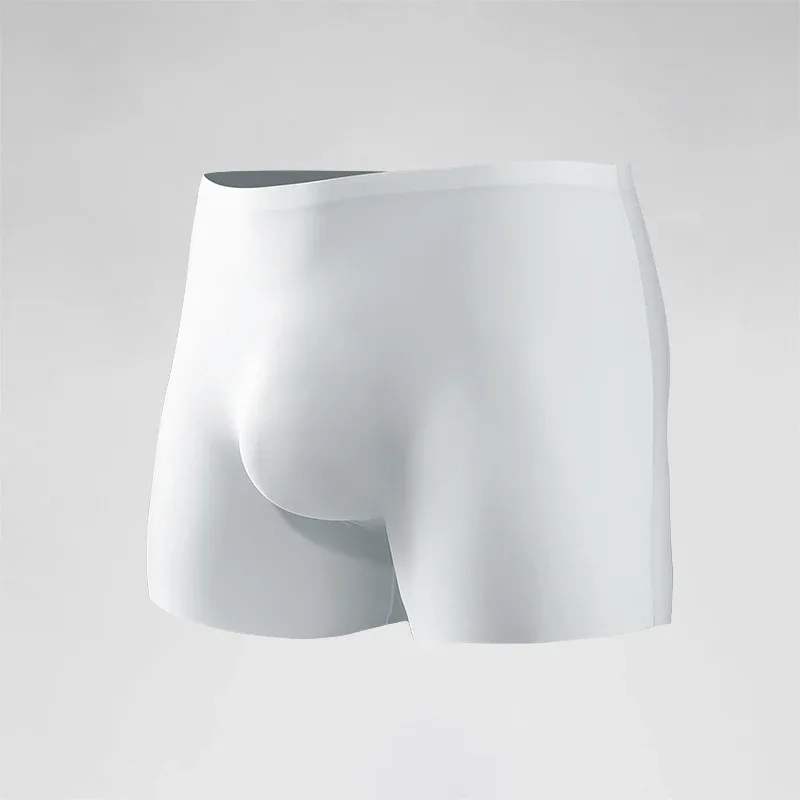 Herrunderkläder Herr 3D Stämpling Ice Silk Boxers Seamless Tunna Boxers Förlängd Sport Sommar Korta Shorts Huvud