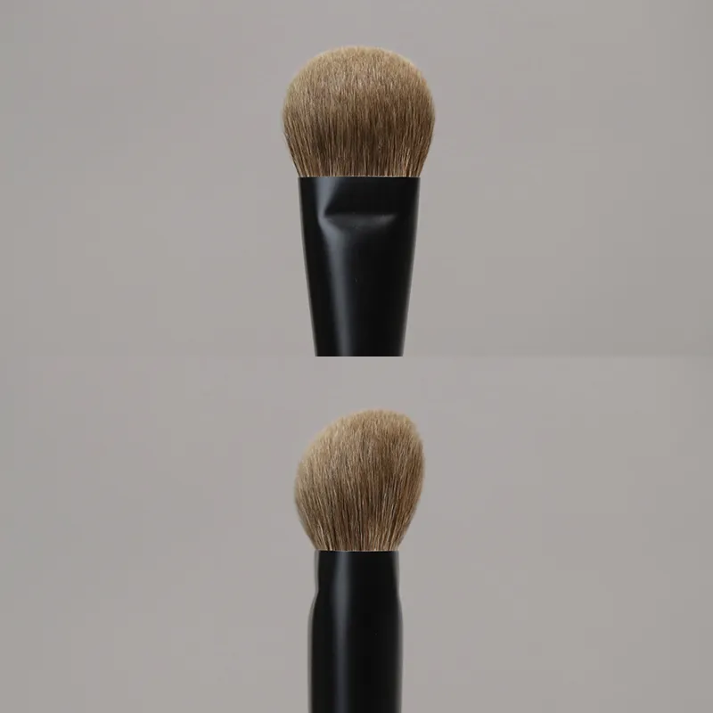 Pinceaux de maquillage professionnels faits à la main, poils de chèvre naturels doux, pinceau de fond de teint incliné, manche court en bois d'ébène, T101 — image 2