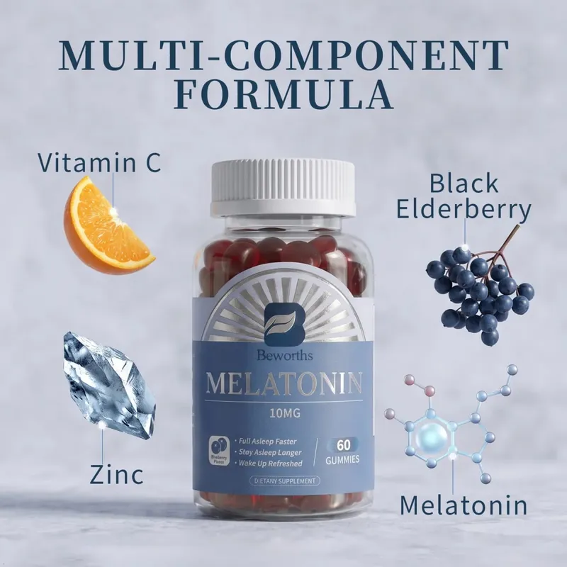 B BEWORTHS Mirtilo Melatonina 10 mg Gomas para dormir Criativo para dormir Pílulas para dormir Melatonina para dormir relaxante para adultos — image 3