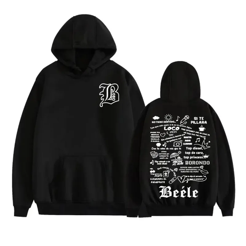 Rapper Beele Borondo Tour 2025 Print Hoodies Men Women Comfort Fleece Long Sleeve Pullovers Harajuku Hip Hop Fashion Sweatshirts — image 1