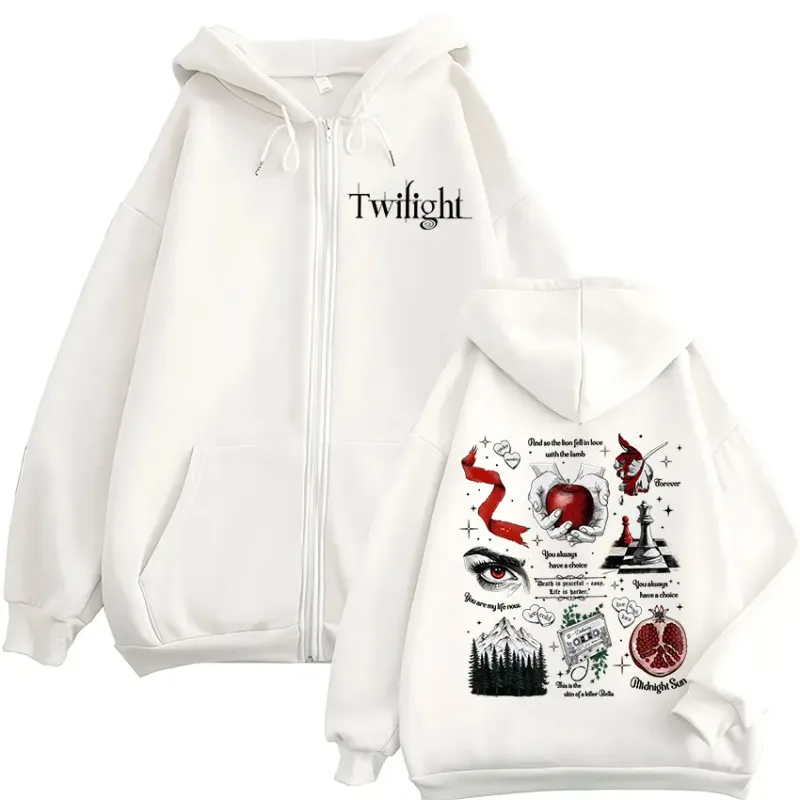 Twilight Vampire Wolf Romance Dragkedja Hoodies Edward Cullen Herr Damkläder Mode Fritidskläder Hip Hop Zip Up Huvtröjor — image 3