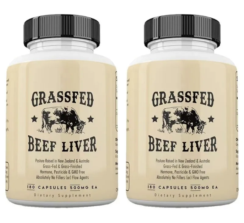 Cápsulas de fígado bovino alimentado com pasto 500 mg cada pasto criado suplemento de fígado bovino não OGM 180 cápsulas — image 9