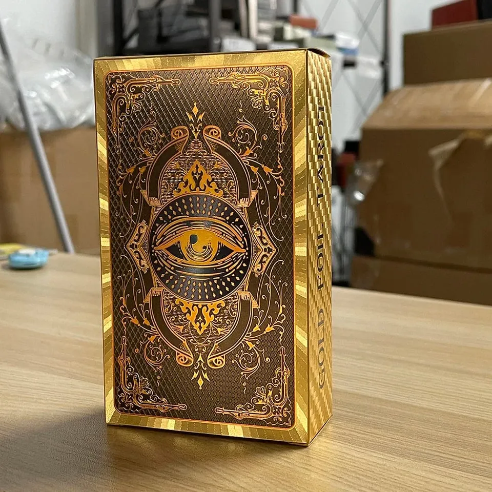 Golden Foil Tarot Cards Game Spanish English Bilingual Divination Deck with Guide Prophecy Oracle Reading Set for Beginners — image 1