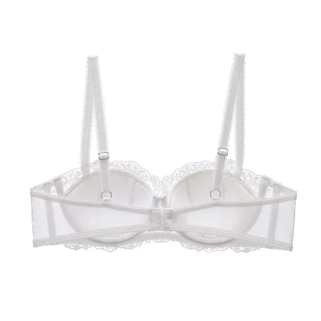French Embroidered Lace Lingerie Two-Piece Set Lightweight Breathable Soft Underwired Bra with Light Support for Smaller Busts — image 5