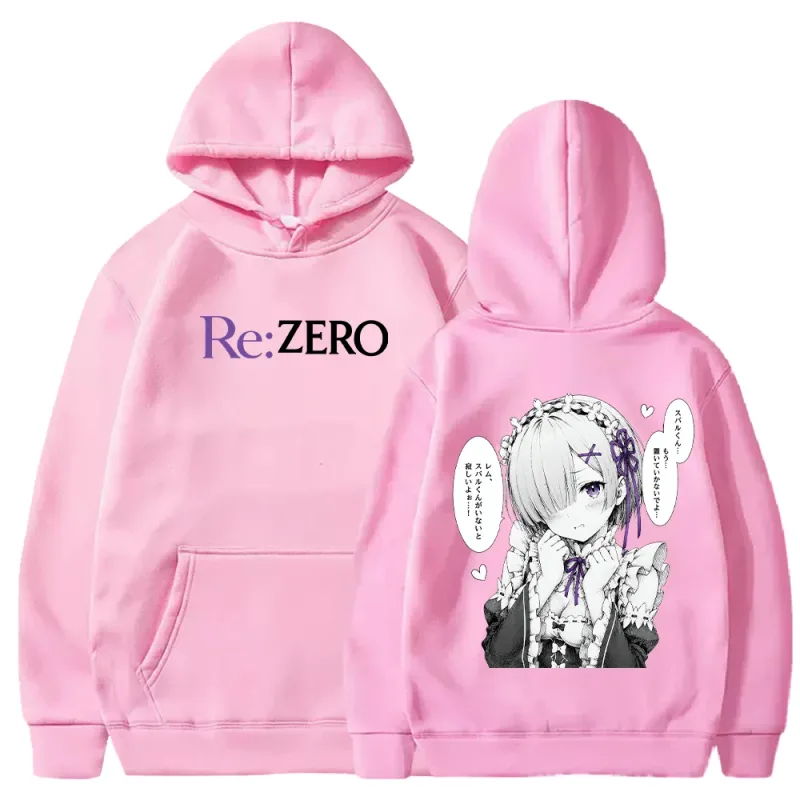 Rem manga re: zero impresso hoodies moda harajuku streetwear roupas masculinas femininas outono manga longa casual velo com capuz pulôver — image 7