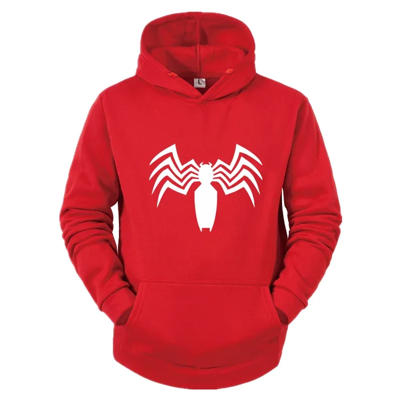 2026 outono e inverno novo moletom com capuz masculino rua moda aranha impressão esportiva feminina velo casual diversão hoodie masculino wear