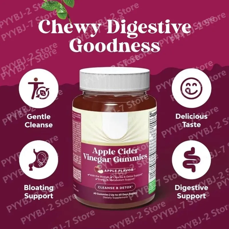 Apple Cider Vinegar Gummies with Vitamin B6 B12 & Folate Metabolism & Energy Gut Health Support 60 Gummies — image 5