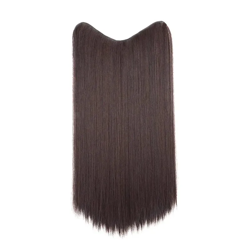 24Inch Synthetic Long Straight One Piece 4 Clips Hair Extensions Invisible Hairpiece Soft Fake Hair For Women Daily Wear — image 8