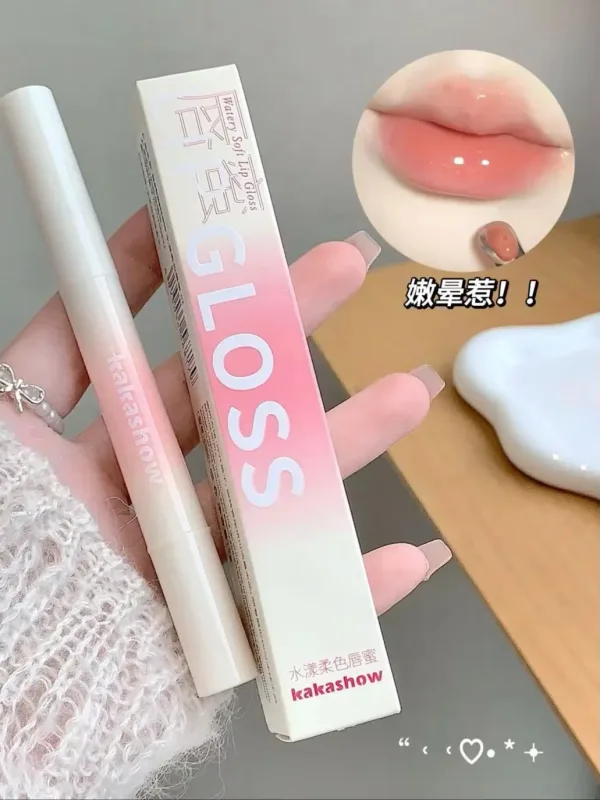 Kakashow 미러 하이드레이팅 립스틱(아이언 브러쉬 팁) 젤 립 글로스 하이드레이팅 립 글로스 6가지 천연 누드 쉐이드 화장품 — image 2