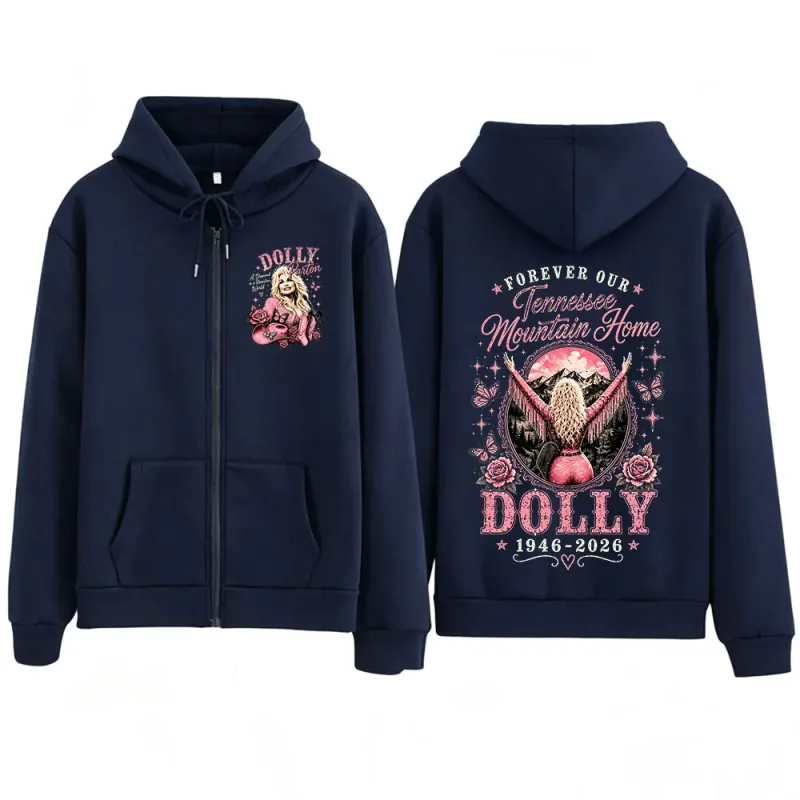 Dolly Parton Tribute 1946-2026 Country Music Zipper Hoodies Homens Mulheres Moda Casual Zip Up Moletom Com Capuz Jaquetas Casacos