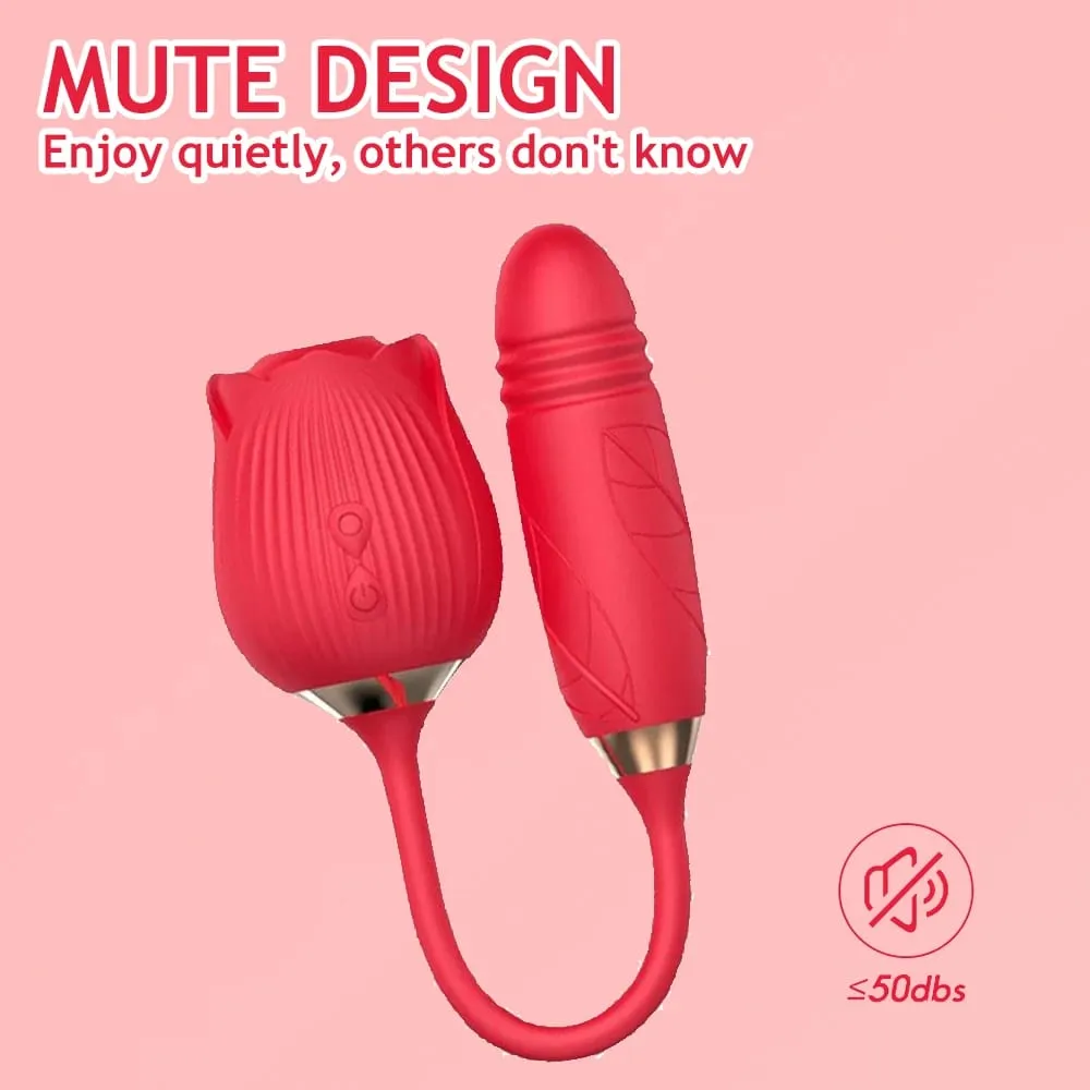 Powerful Rose Sucking Thrusting Vibrator Clitoral Nipple Stimulator G-Spot Massager Rechargeable Waterproof Sex Toy for Women