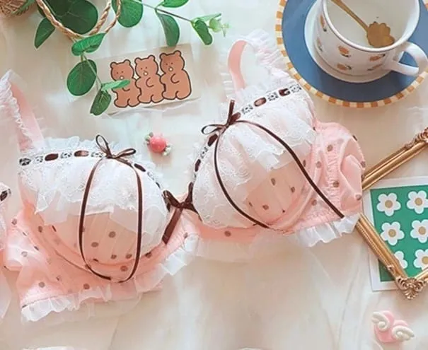 Japanese Style Cute Lace Bra Set with Underwire Light Push Up Support Sweet Sensual Look Teen Girls Autumn Winter Collection CA — image 9