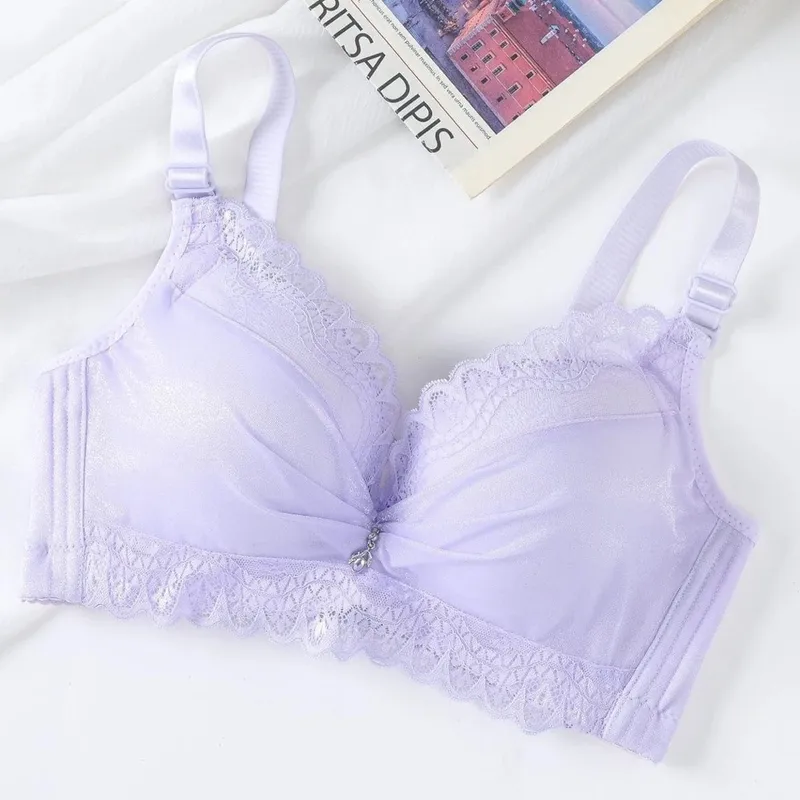 Ultra-Thick 8cm Push up Bra Lace Gathered Wireless Full Coverage Lingerie Side Support for A/B Cup Women — image 9