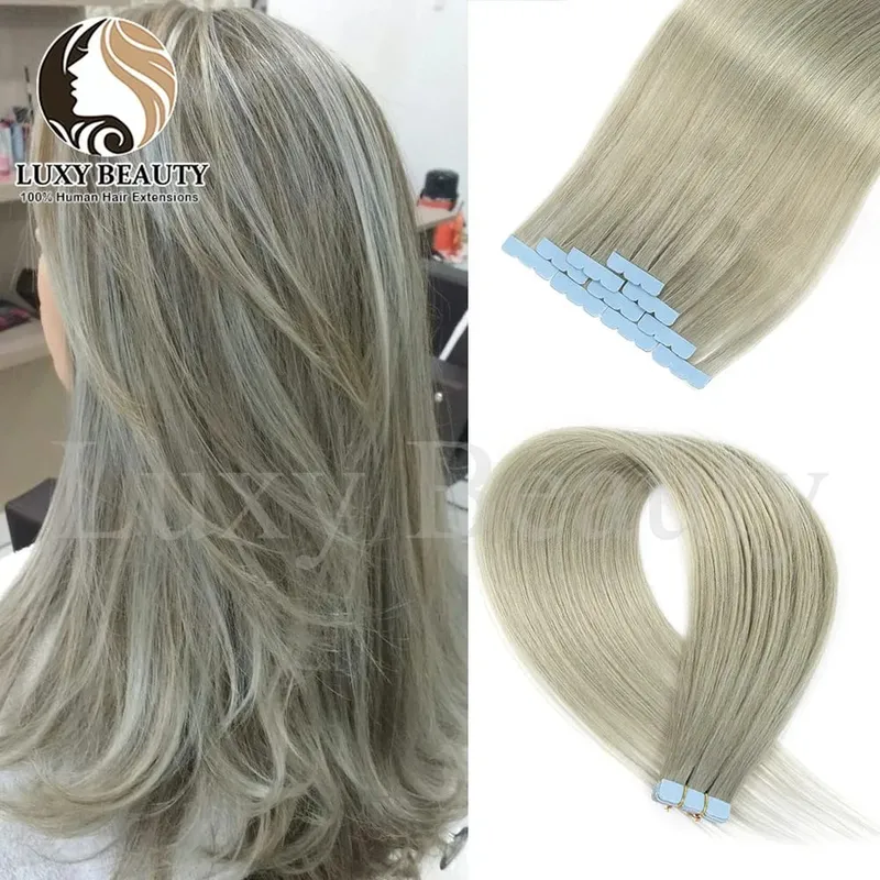 Colored Blue Mini Tape in Human Hair Extensions Invisible Seamless Tape in Hair 10pcs Pink Red Green Purple Blue Mini Tape Hair