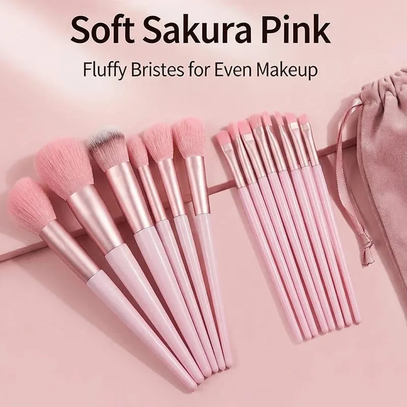 17 Pcs Makeup Brush Set with Sponge - Soft Fluffy Pink Kabuki Brushes for Foundation Powder & Eyeshadow | Beauty Kit — image 6