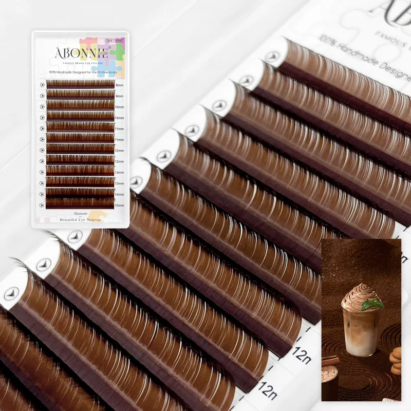 Abonnie LB Dark Brown Lashes Brown Color Classic Eyelash Extensions Foxy Eye Fluffy Individual Eyelashes