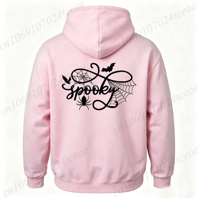 Halloween Shirt Spooky Season Spider Web Graphic Top Autumn Winter Hoodies Sweatshirts Long Sleeve Tracksuits Fleece Hoody Gift