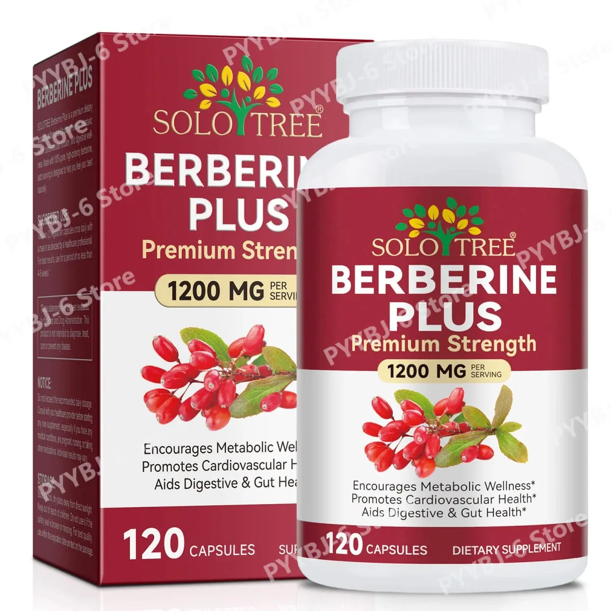 Berberine Plus Kapsler 1200mg Berberin HCl Metabolisme og fordøjelsessystemets tarmsundhed 120 kapsler — image 2