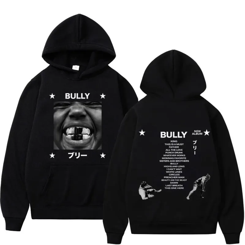 Kanye West Bully Album 2026 Tour Print Hoodie Men Women Gothic Punk O-Neck Pullover Loose Casual Hip-hop Streetwear Sweatshirts — image 1