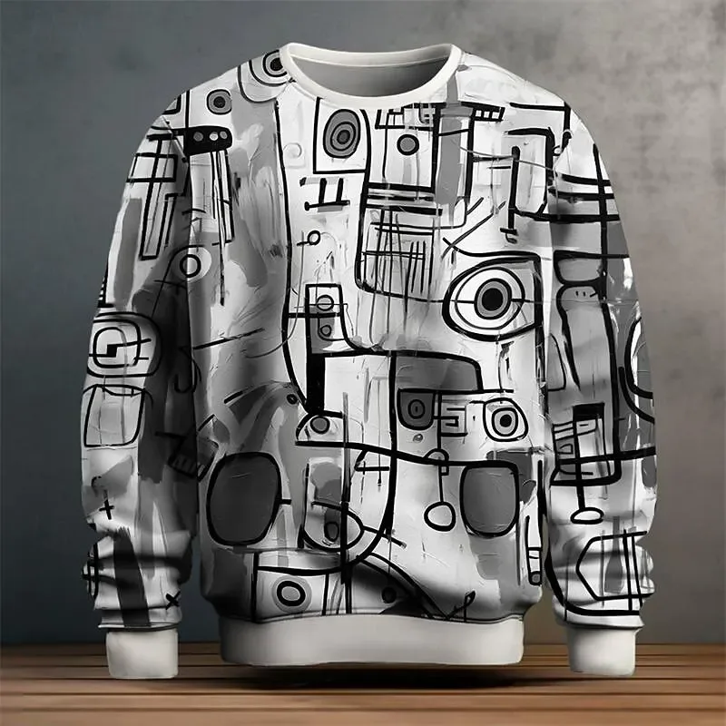 Mga Graphic na Sweatshirt ng Kalalakihan Para sa Mga Lalaki Graffiti Pullover Long Sleeve Sweatshirt Crew Neck Fashion Pang-araw-araw na Kaswal na Bakasyon sa Bakasyon Bago — image 6