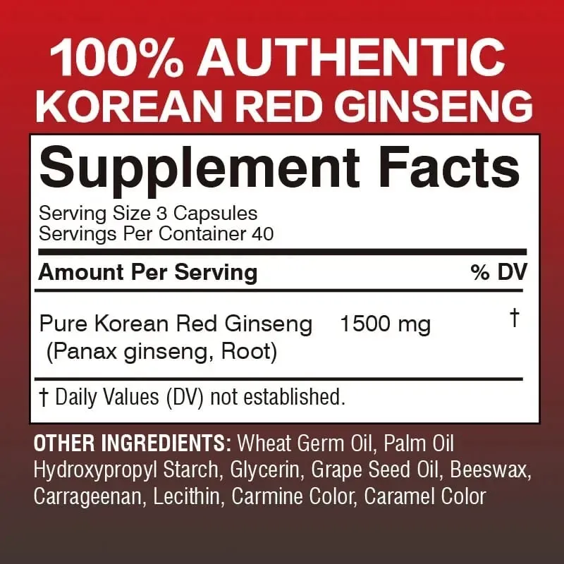 Korean Red Panax Ginseng Capsules - Sinusuportahan ang Pangkalahatang Kalusugan at Pagganap Nagpapabuti ng Mental Focus at Vitality at Nagpapalakas ng Enerhiya — image 2