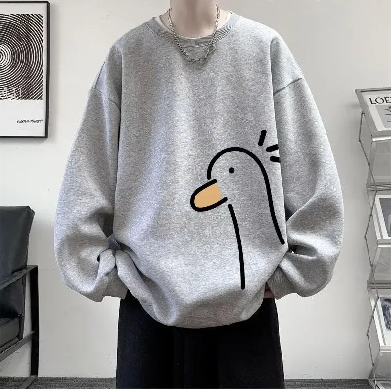 【M-8XL Sweatshirts】 Oversized tröja för män Mode löst gult ankatryck Långärmade parkläder — image 6