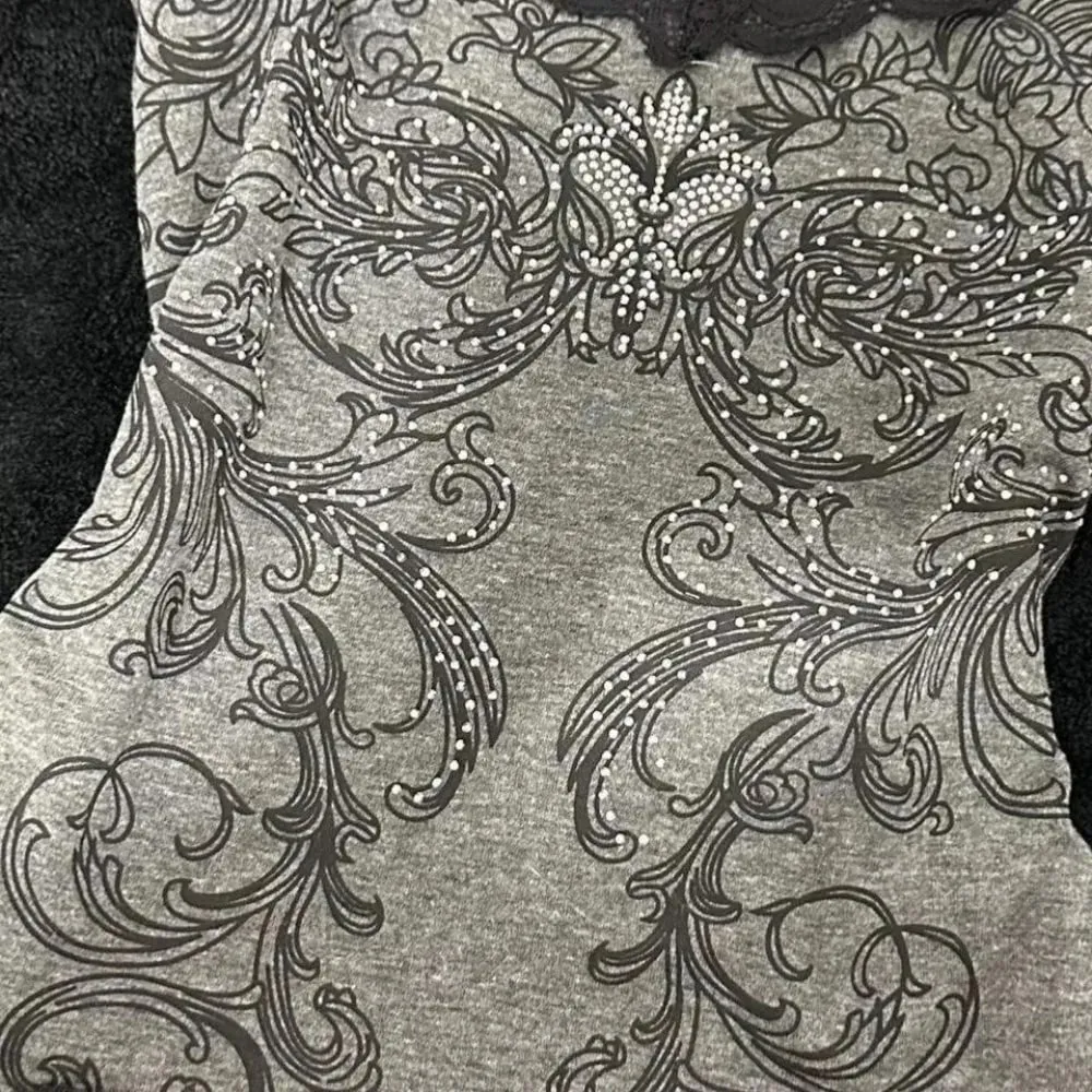 Punk Hottie Vintage Diamonds Print Camisole Vest Women American Sexy Outerwear Slim Patchwork Lace Tanks Gothic Y2k Crop Tops — image 6