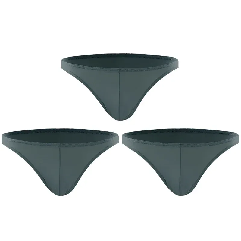 3PCS Summer narrow edge men sports breathable ice silk underpants thin sexy low waist tight seamless small triangle na pantalon — image 2