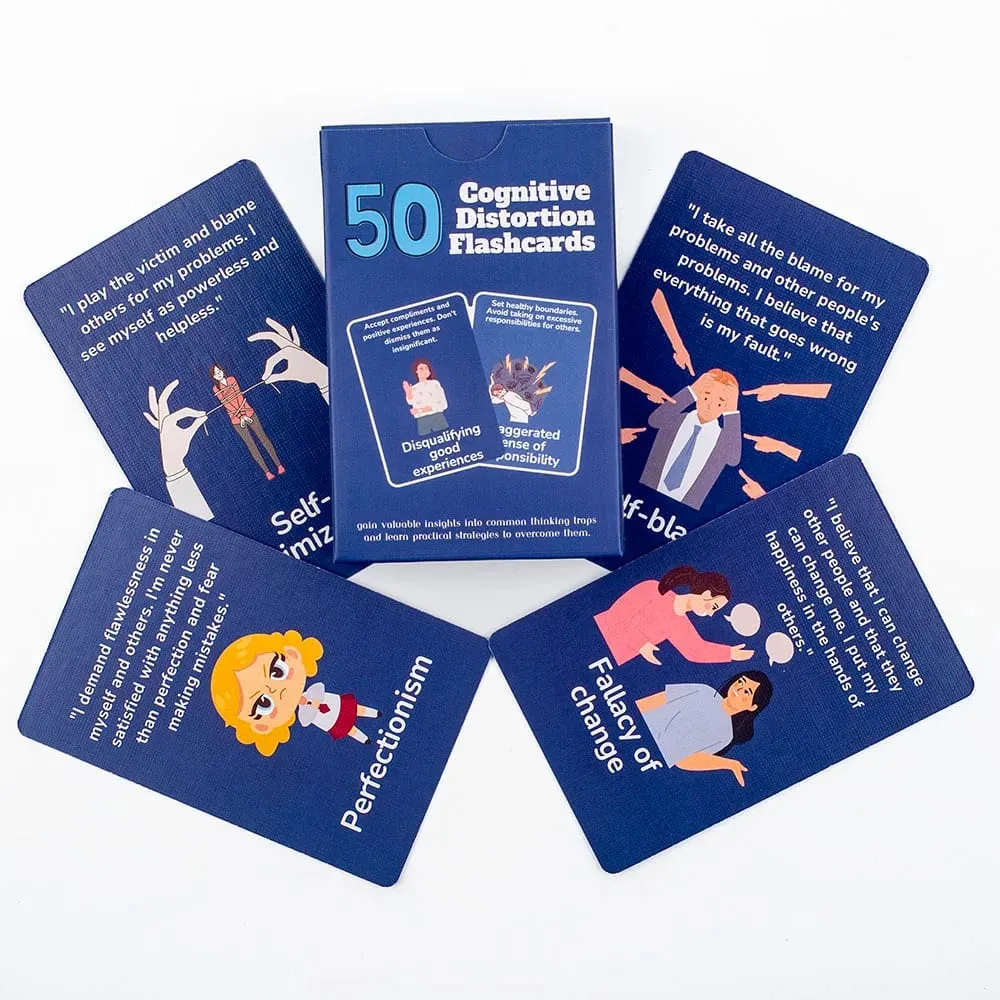 50pcs Mental Wellness Flashcards Game Cognitive Distortion Thinking Traps Coping Skills Emotional Regulation Board Game