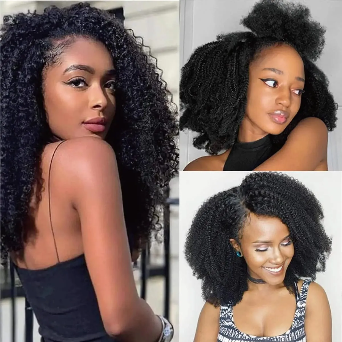 Afro Kinky Curly Clip in Hair Extensions Human Hair 12A Brazilian Hair Water Wave Clip Ins 120g Natural Black 8Pcs/Set Full Head — image 6
