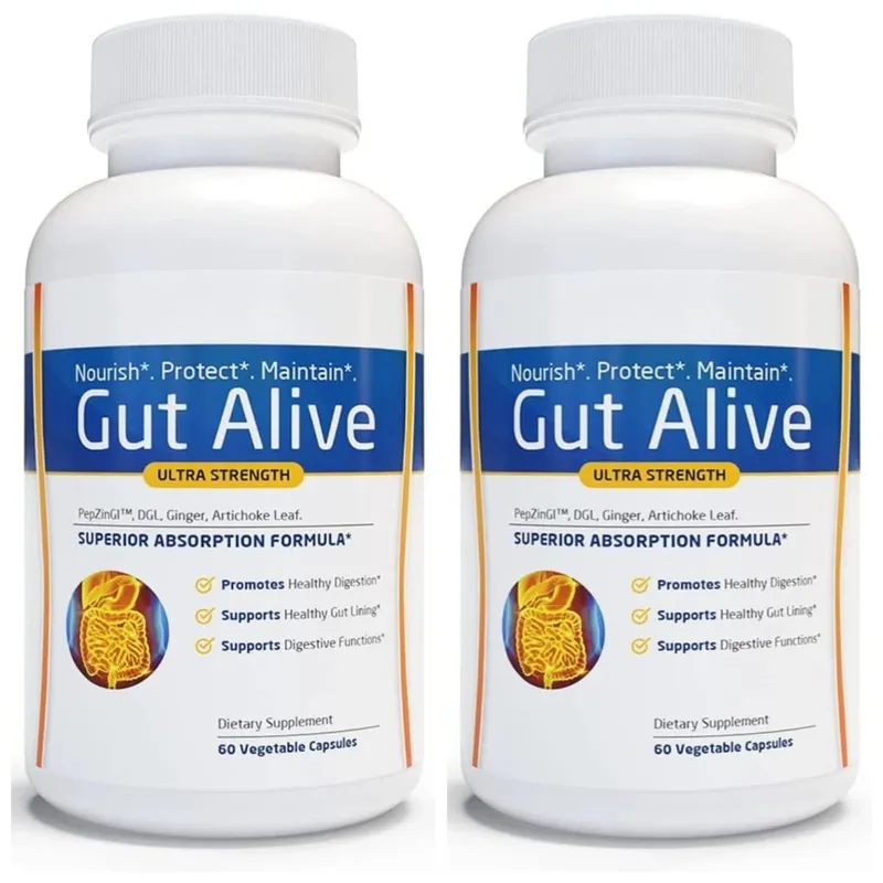 Gut Alive - All Natural Support to Fight IBS Heartburn Acid Indigestion Acid Reflux Bloating & Gas Unique Formulation 60 Count — image 8