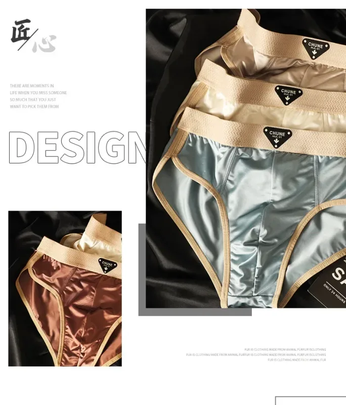 1/3PCS Panlalaking Briefs Ice Silk Satin-like Brief Panlalaking Panlalaki Summer Breathable Quick Drying Panty Sexy U Pouch Underwear — image 12