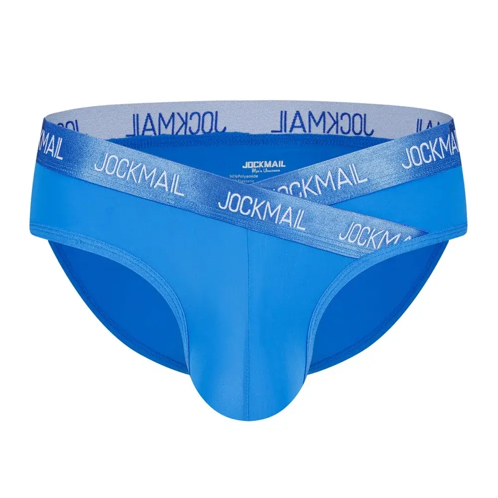 Jockmail Intimo da uomo Vita bassa Lettera sexy Sport traspirante Estate Slip in seta di ghiaccio Borsa grande in nylon Tinta unita Mutandine da uomo — image 22
